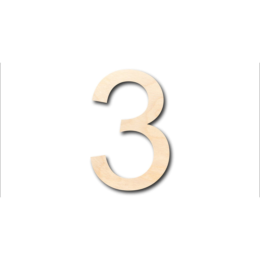 Unfinished Wood Arial Number 3 Shape - Craft - up to 46" DIY - NameSigns.com