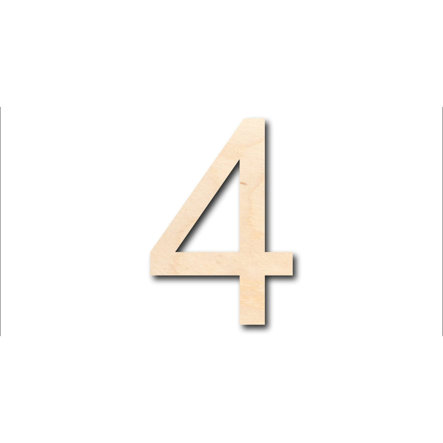 Unfinished Wood Arial Number 4 Shape - Craft - up to 46" DIY - NameSigns.com