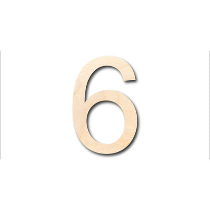 Unfinished Wood Arial Number 6 Shape - Craft - up to 46" DIY - NameSigns.com