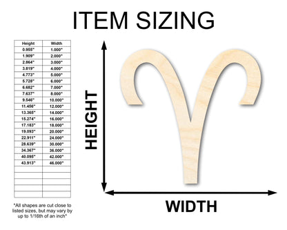 Unfinished Wood Aries Sign Shape - Zodiac Craft - up to 46" - NameSigns.com