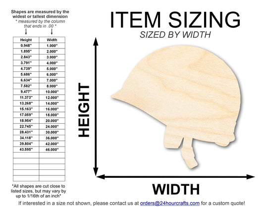 Unfinished Wood Army Helmet Shape | DIY Craft Cutout | up to 46" DIY - NameSigns.com