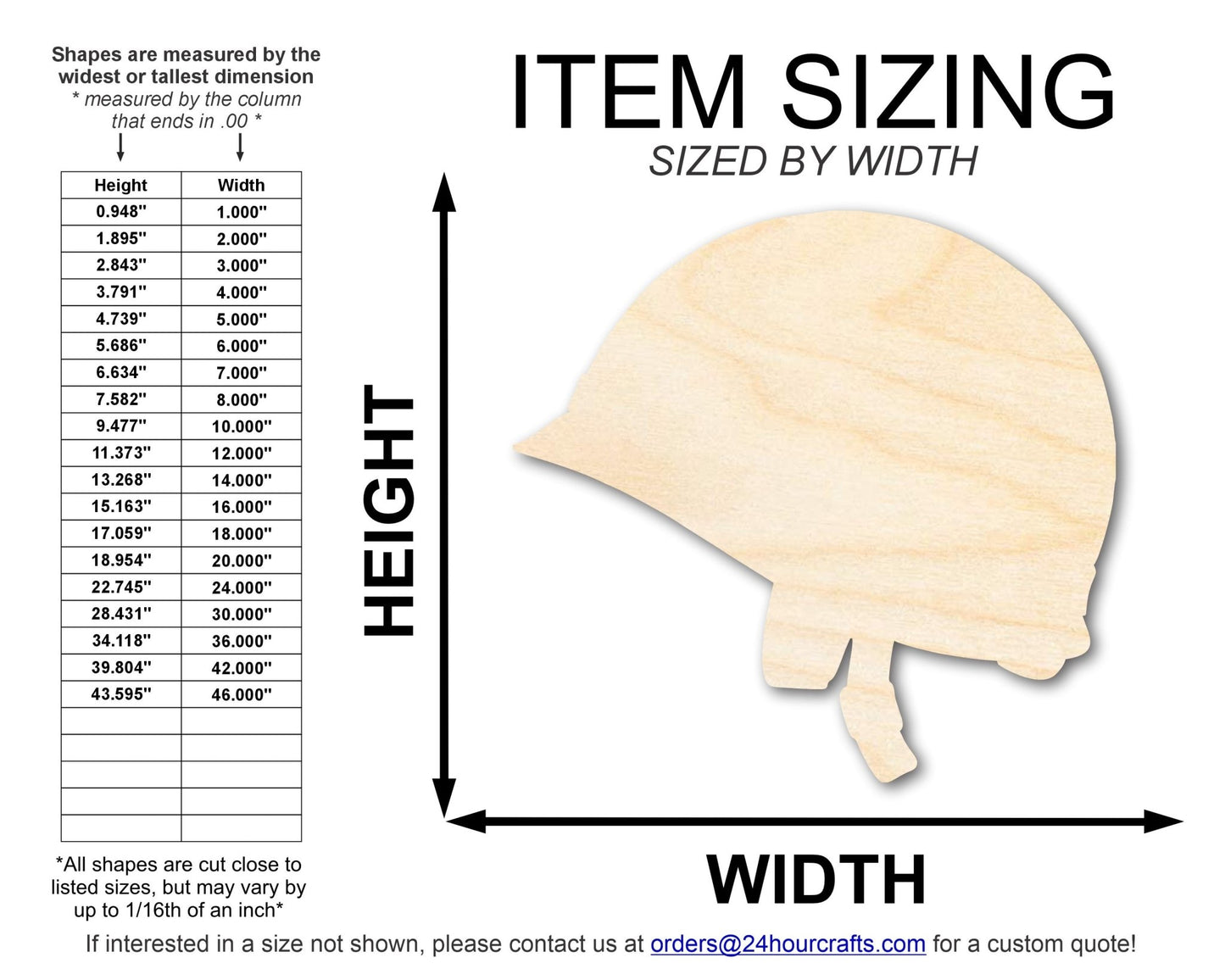 Unfinished Wood Army Helmet Shape | DIY Craft Cutout | up to 46" DIY - NameSigns.com