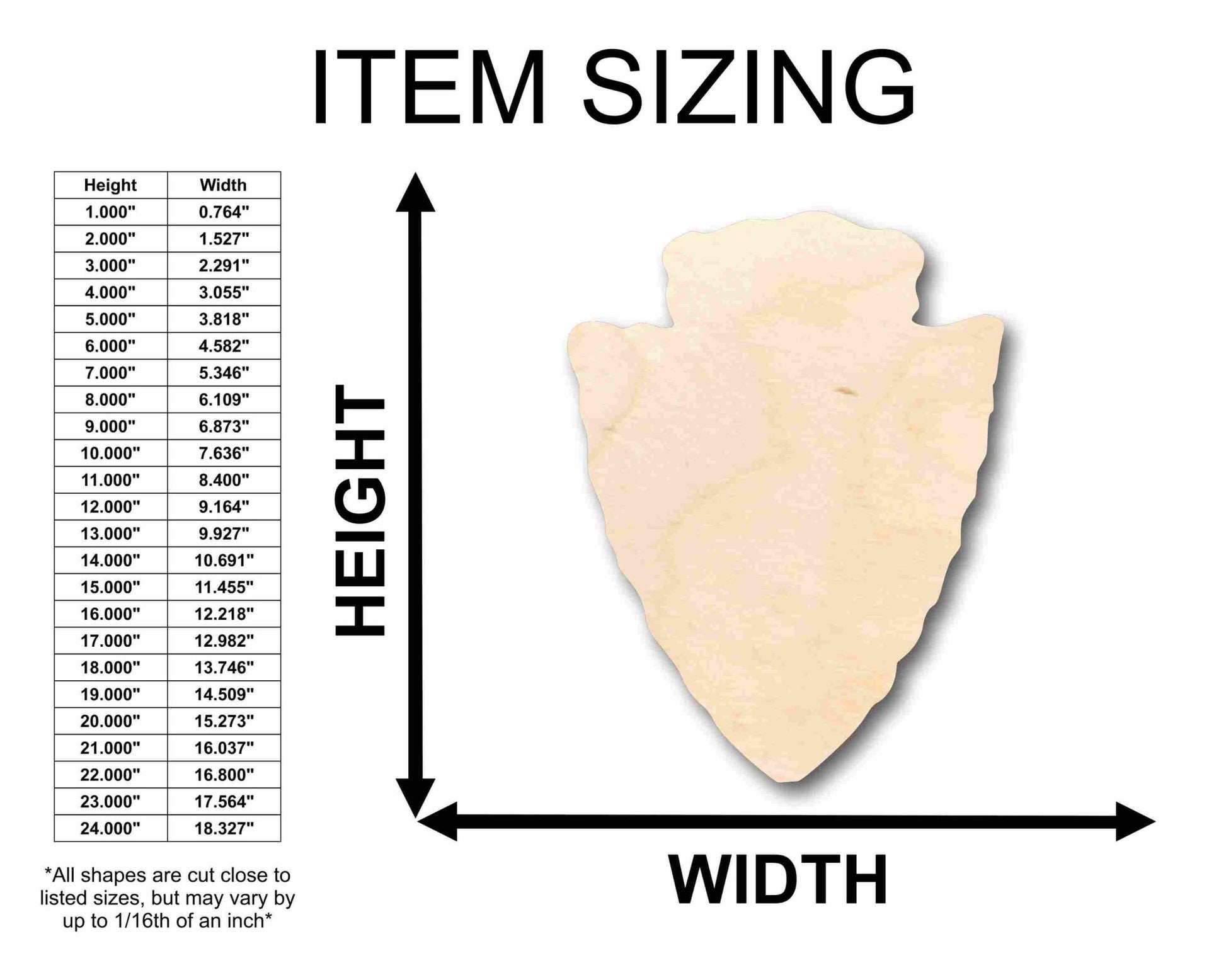 Unfinished Wood Arrow Head Silhouette - Craft - up to 46" DIY - NameSigns.com