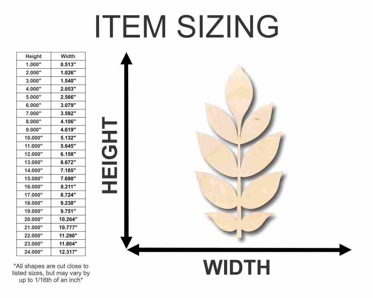Unfinished Wood Ash Leaf Shape - Craft - up to 46" DIY - NameSigns.com