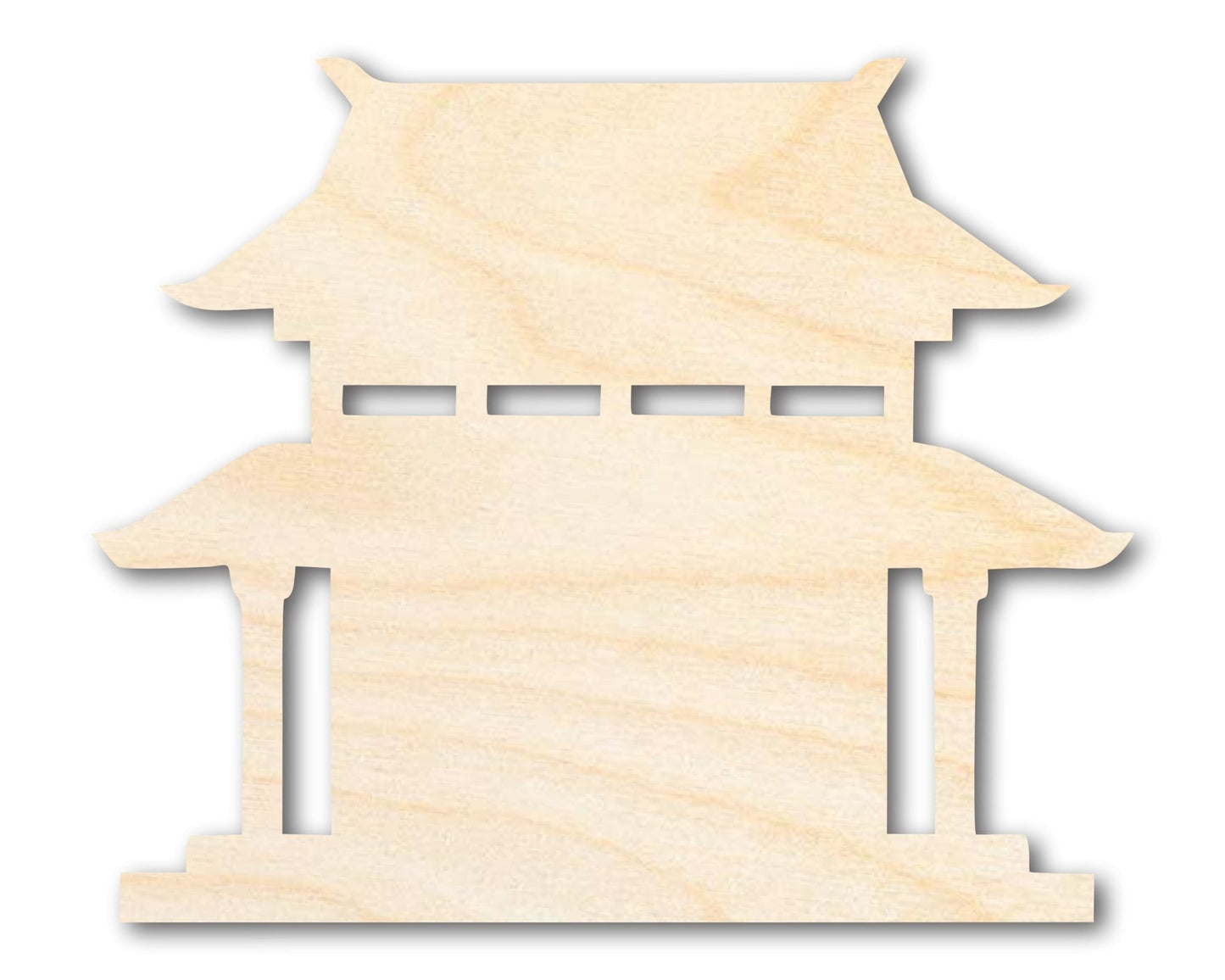 Unfinished Wood Asian Pagoda Shape | Craft Cutout | up to 46" DIY - NameSigns.com