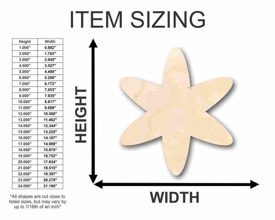 Unfinished Wood Asterisk Symbol - Craft - up to 46" DIY - NameSigns.com