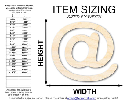 Unfinished Wood @ (At) Symbol | DIY Craft Cutout | Up to 36" - NameSigns.com
