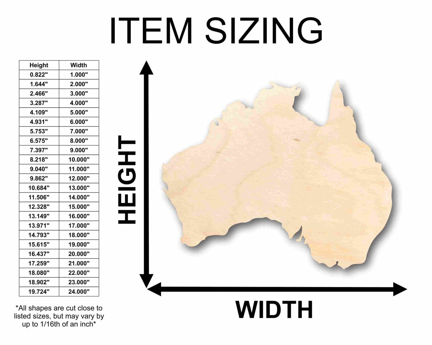 Unfinished Wood Australia Silhouette - Craft - up to 46" DIY - NameSigns.com