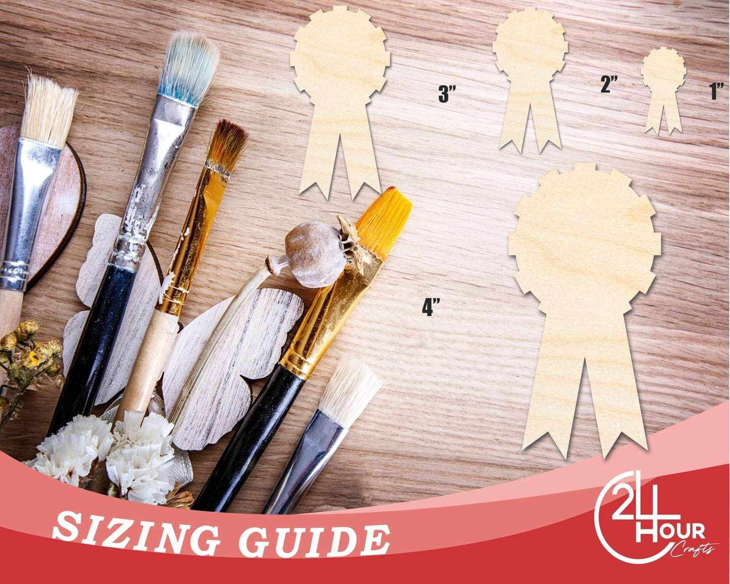 Unfinished Wood Award Ribbon Shape | DIY Craft Cutout | Up to 36" - NameSigns.com