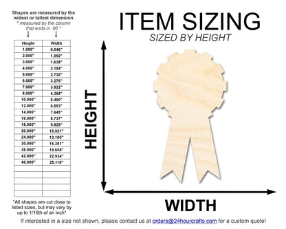Unfinished Wood Award Ribbon Shape | DIY Craft Cutout | Up to 36" - NameSigns.com