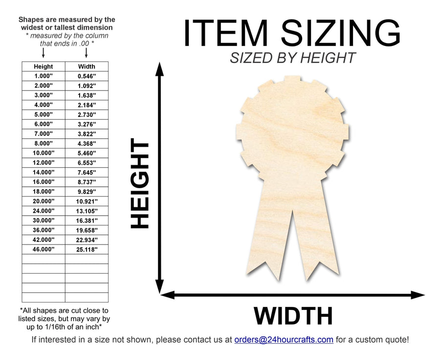 Unfinished Wood Award Ribbon Shape | DIY Craft Cutout | Up to 36" - NameSigns.com
