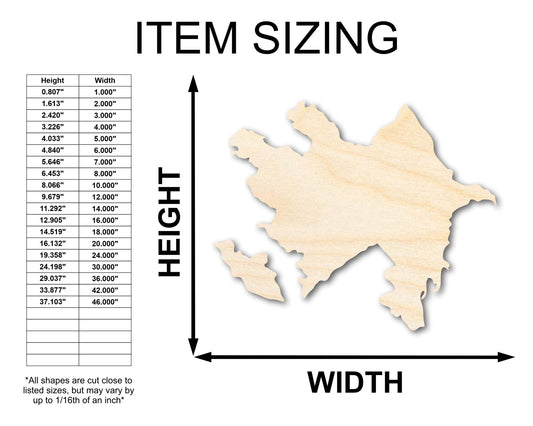 Unfinished Wood Azerbaijan Country Shape - Eastern Europe Craft - up to 46" DIY - NameSigns.com