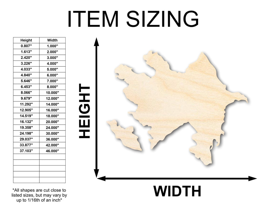 Unfinished Wood Azerbaijan Country Shape - Eastern Europe Craft - up to 46" DIY - NameSigns.com