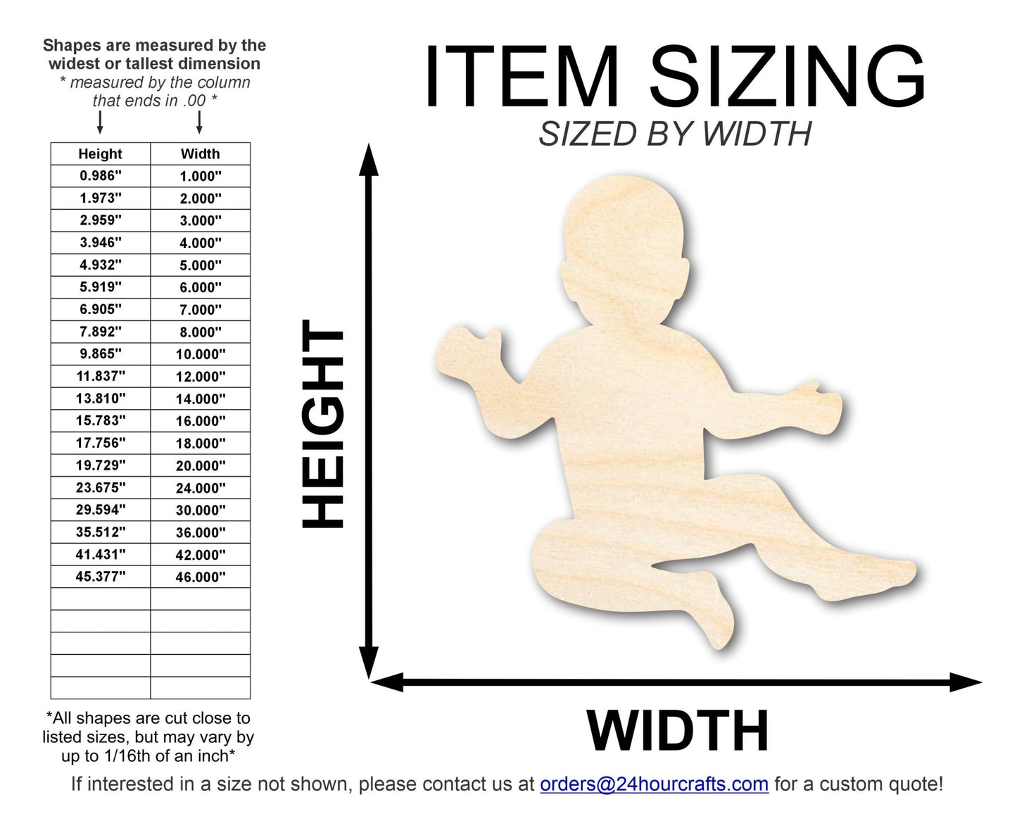 Unfinished Wood Baby Shape | DIY Baby Shower Craft Cutout | Up to 36" - NameSigns.com