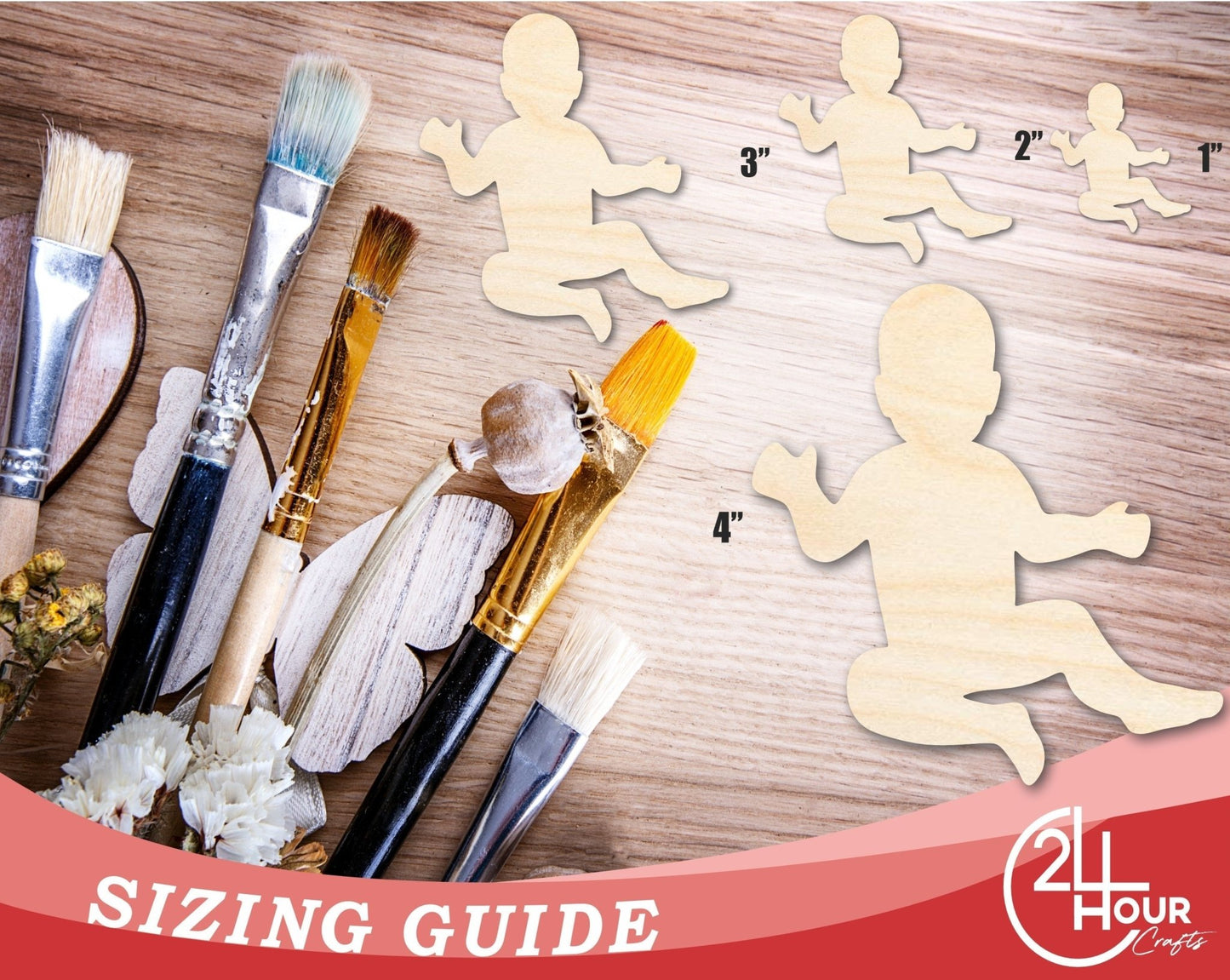 Unfinished Wood Baby Shape | DIY Baby Shower Craft Cutout | Up to 36" - NameSigns.com