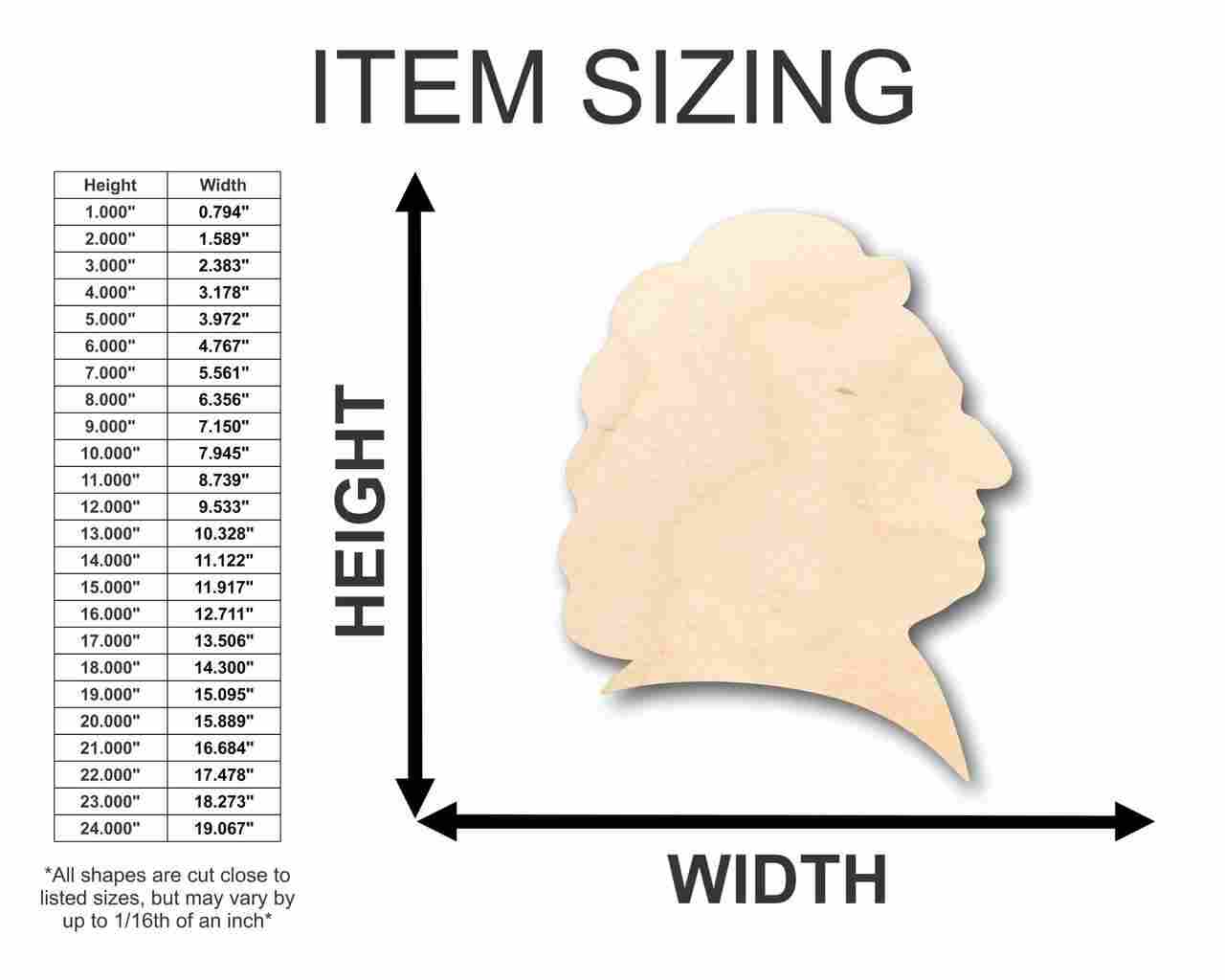 Unfinished Wood Bach Shape - Music - History - Craft - up to 46" DIY - NameSigns.com