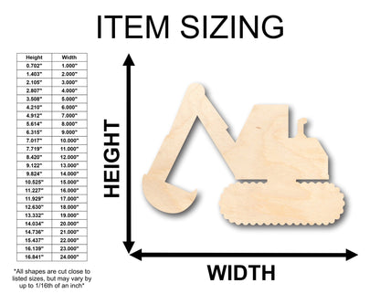 Unfinished Wood Back Hoe Construction Shape - Craft - up to 46" DIY - NameSigns.com