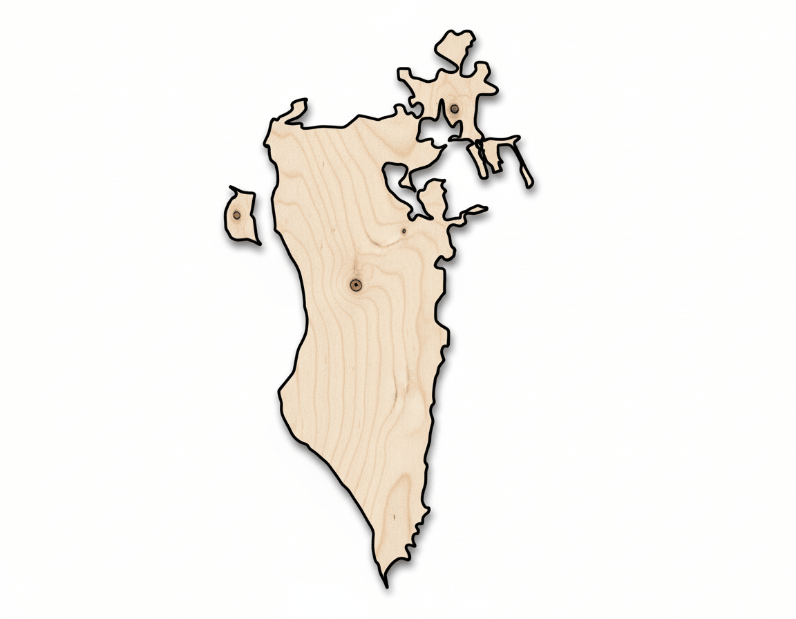 Unfinished Wood Bahrain Country Shape - Middle East Craft - up to 46" DIY - NameSigns.com