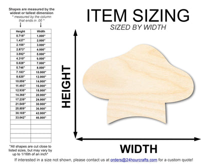 Unfinished Wood Baker Hat Shape | DIY Craft Cutout | up to 46" DIY - NameSigns.com