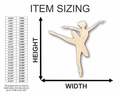Unfinished Wood Ballerina Dancer Shape - Craft - up to 46" DIY - NameSigns.com