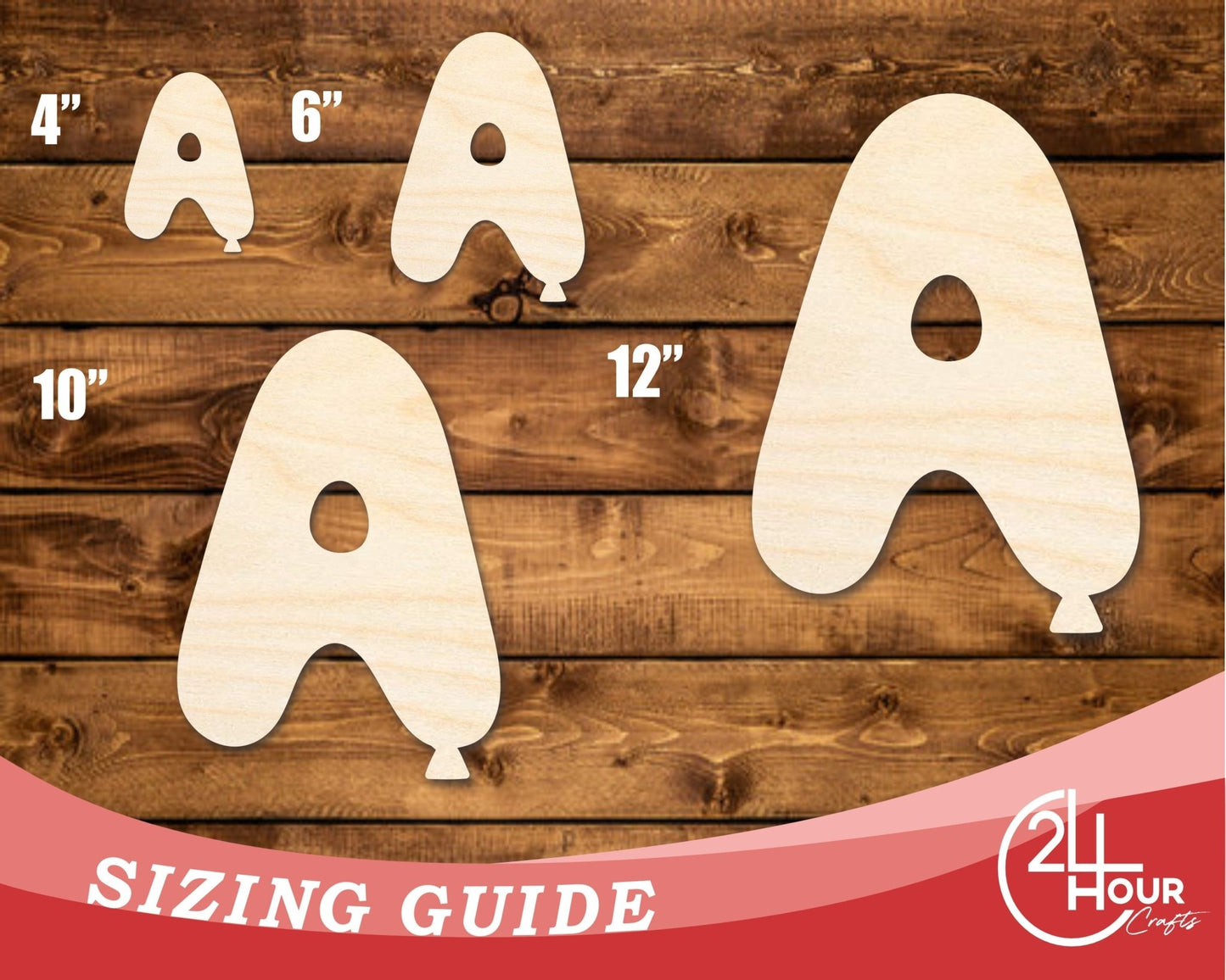 Unfinished Wood Balloon Letter A Shape | DIY Craft Cutout | up to 46" DIY - NameSigns.com