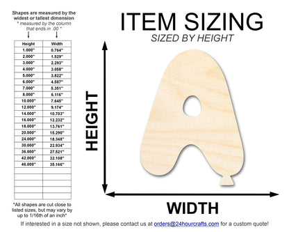 Unfinished Wood Balloon Letter A Shape | DIY Craft Cutout | up to 46" DIY - NameSigns.com