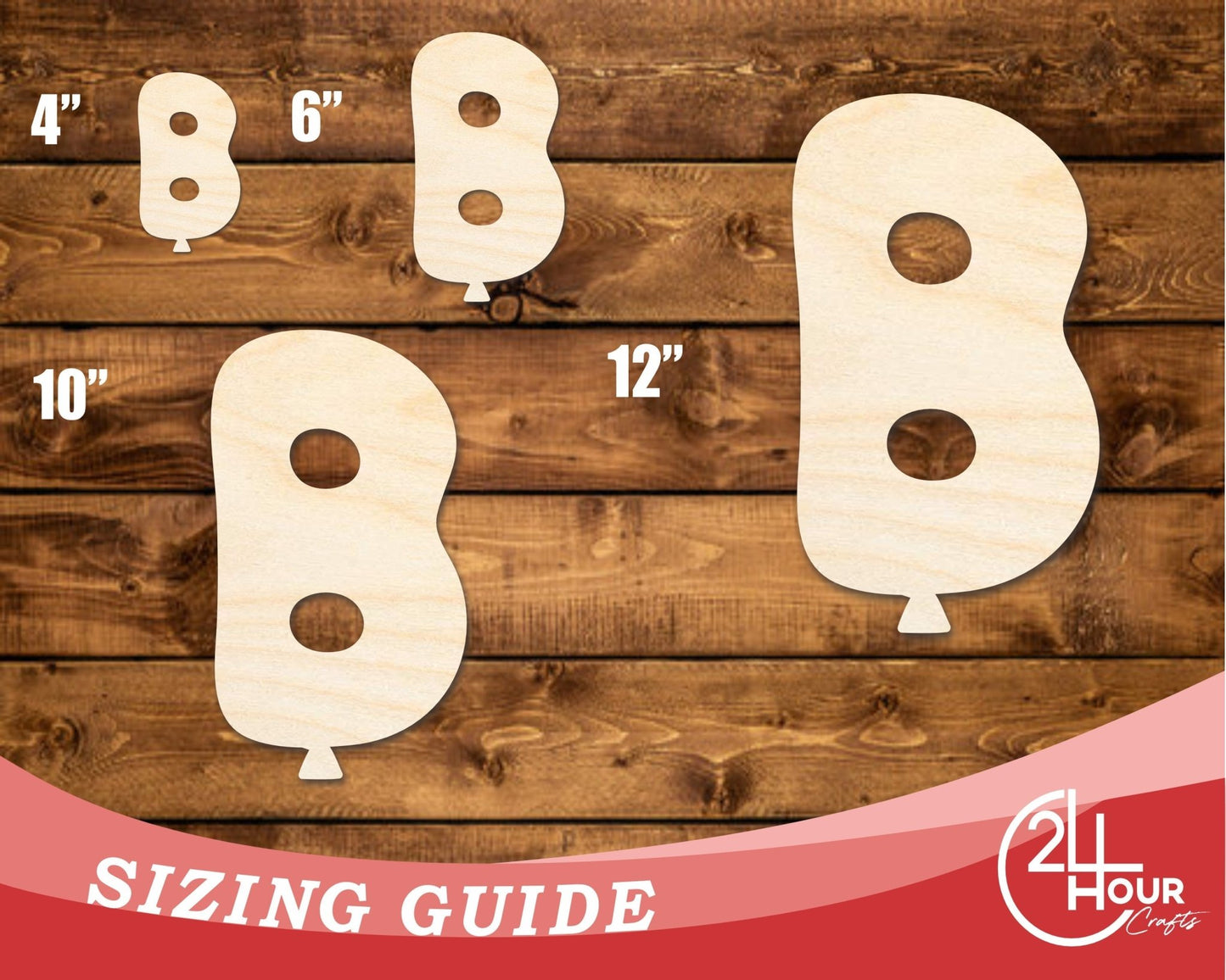 Unfinished Wood Balloon Letter B Shape | DIY Craft Cutout | up to 46" DIY - NameSigns.com