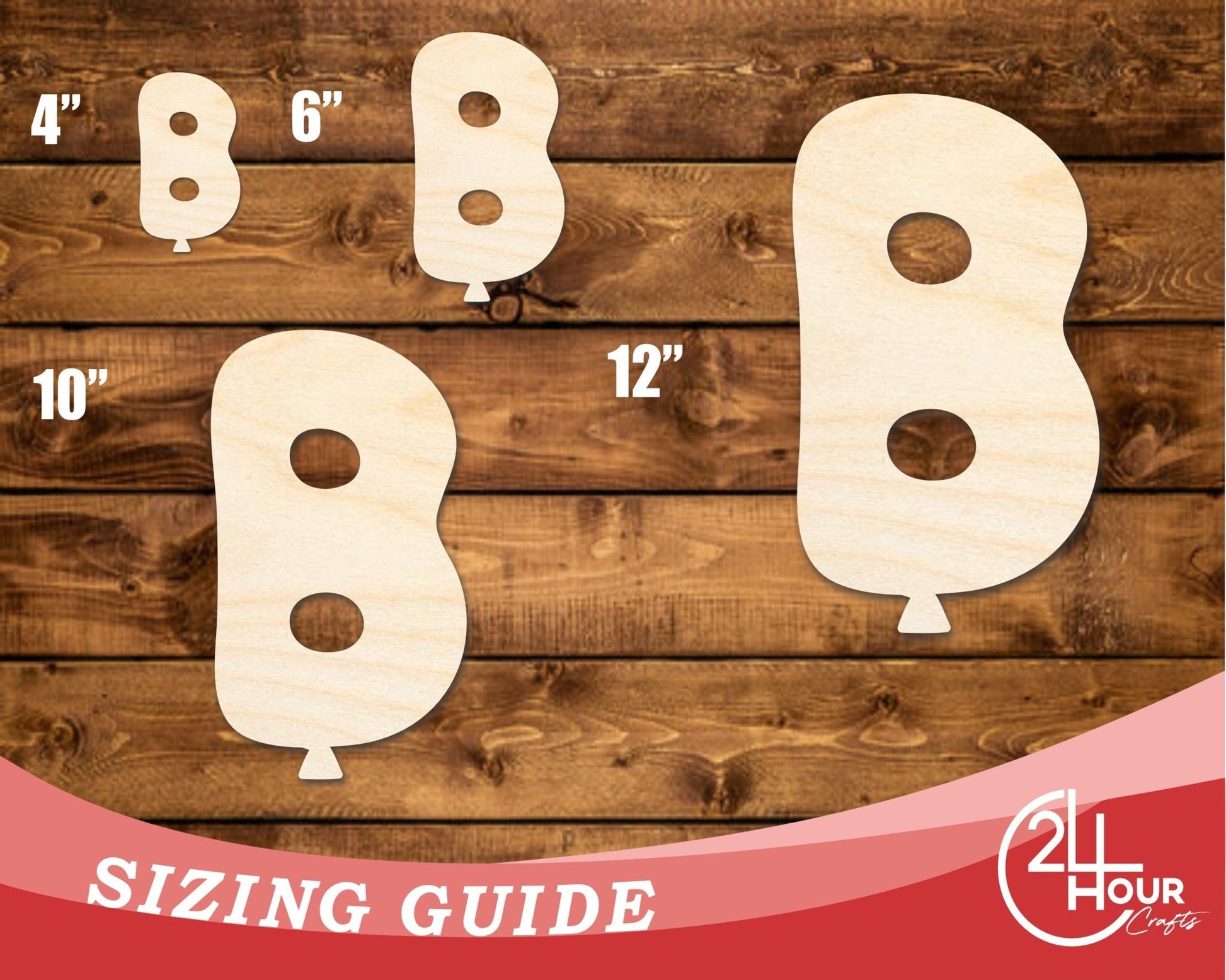 Unfinished Wood Balloon Letter B Shape | DIY Craft Cutout | up to 46" DIY - NameSigns.com