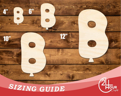 Unfinished Wood Balloon Letter B Shape | DIY Craft Cutout | up to 46" DIY - NameSigns.com
