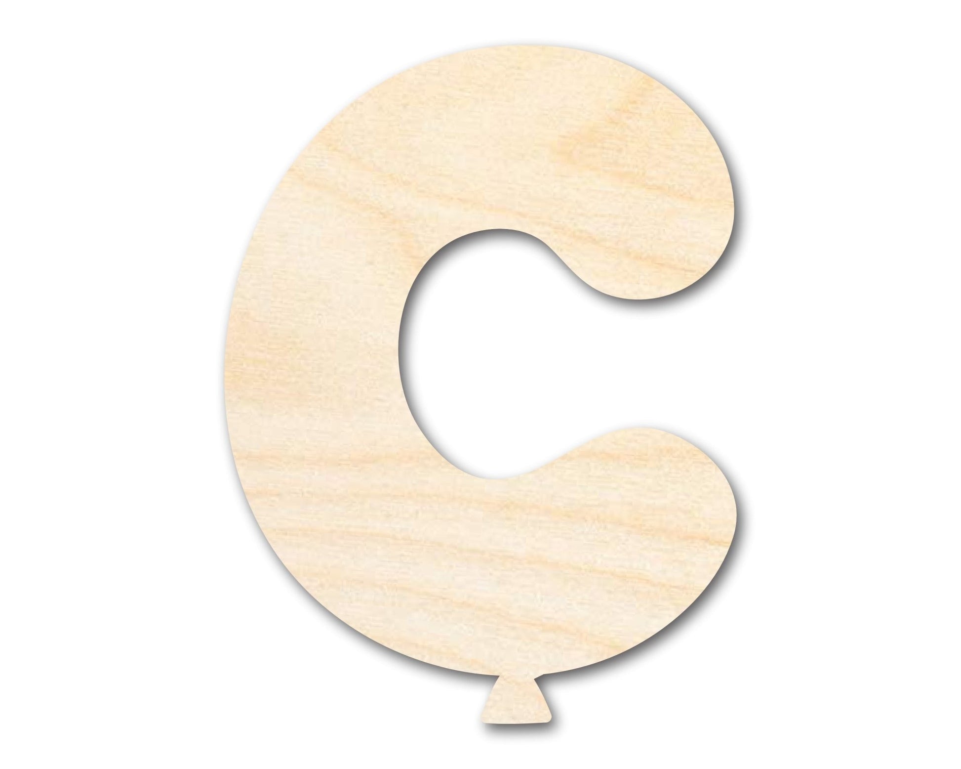 Unfinished Wood Balloon Letter C Shape | DIY Craft Cutout | up to 46" DIY - NameSigns.com