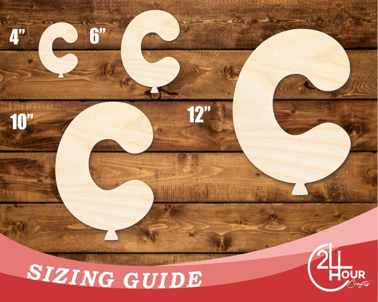 Unfinished Wood Balloon Letter C Shape | DIY Craft Cutout | up to 46" DIY - NameSigns.com