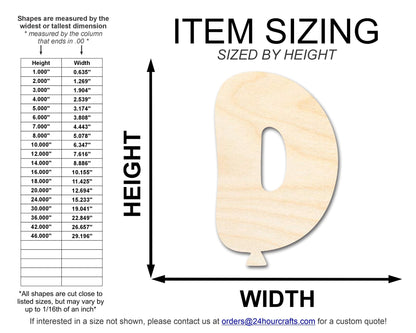 Unfinished Wood Balloon Letter D Shape | DIY Craft Cutout | up to 46" DIY - NameSigns.com