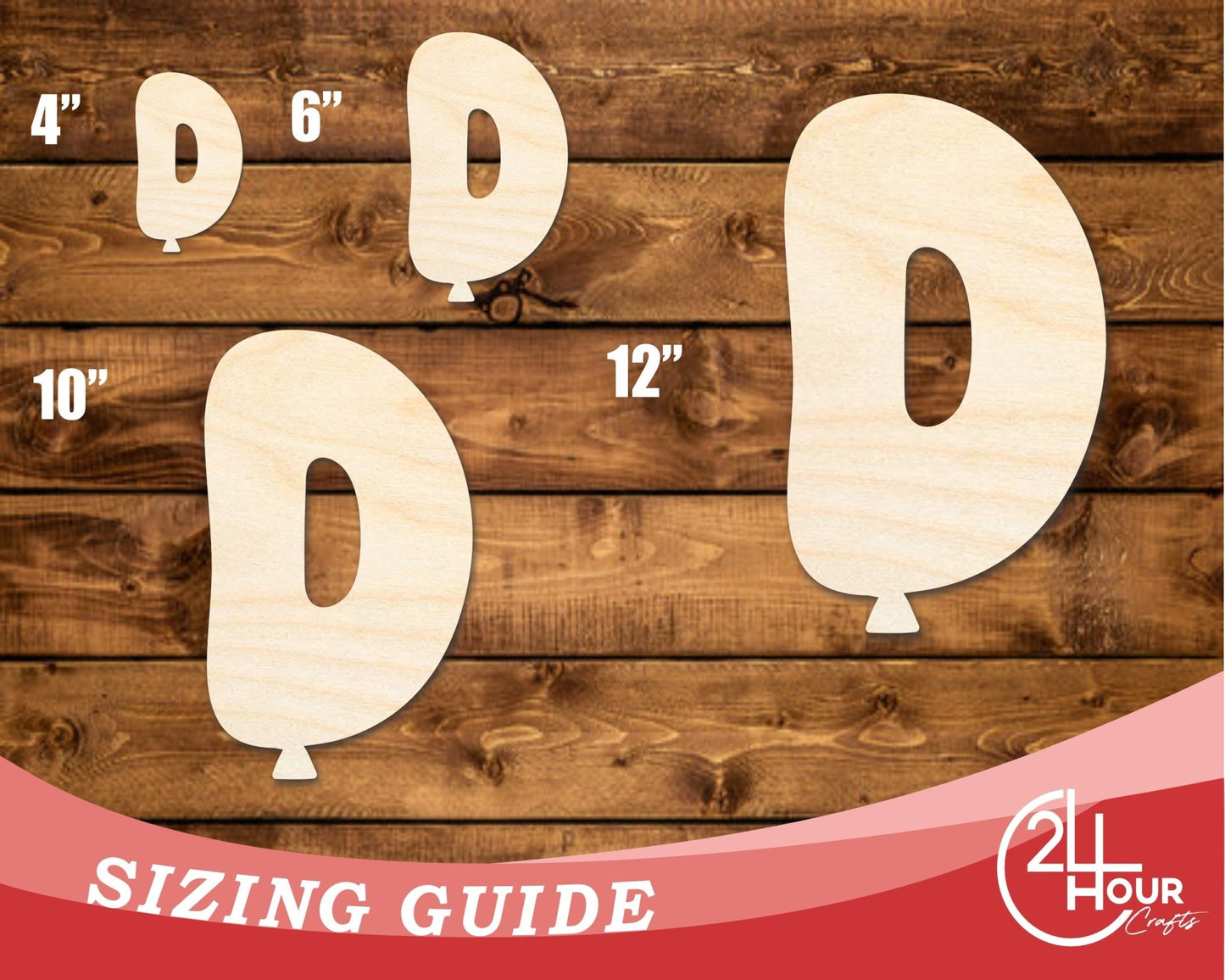 Unfinished Wood Balloon Letter D Shape | DIY Craft Cutout | up to 46" DIY - NameSigns.com