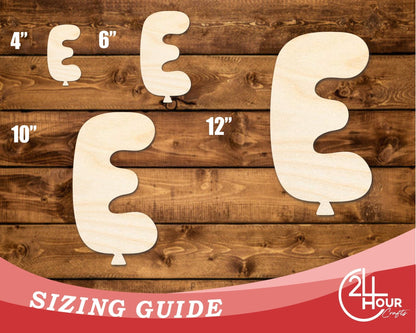 Unfinished Wood Balloon Letter E Shape | DIY Craft Cutout | up to 46" DIY - NameSigns.com
