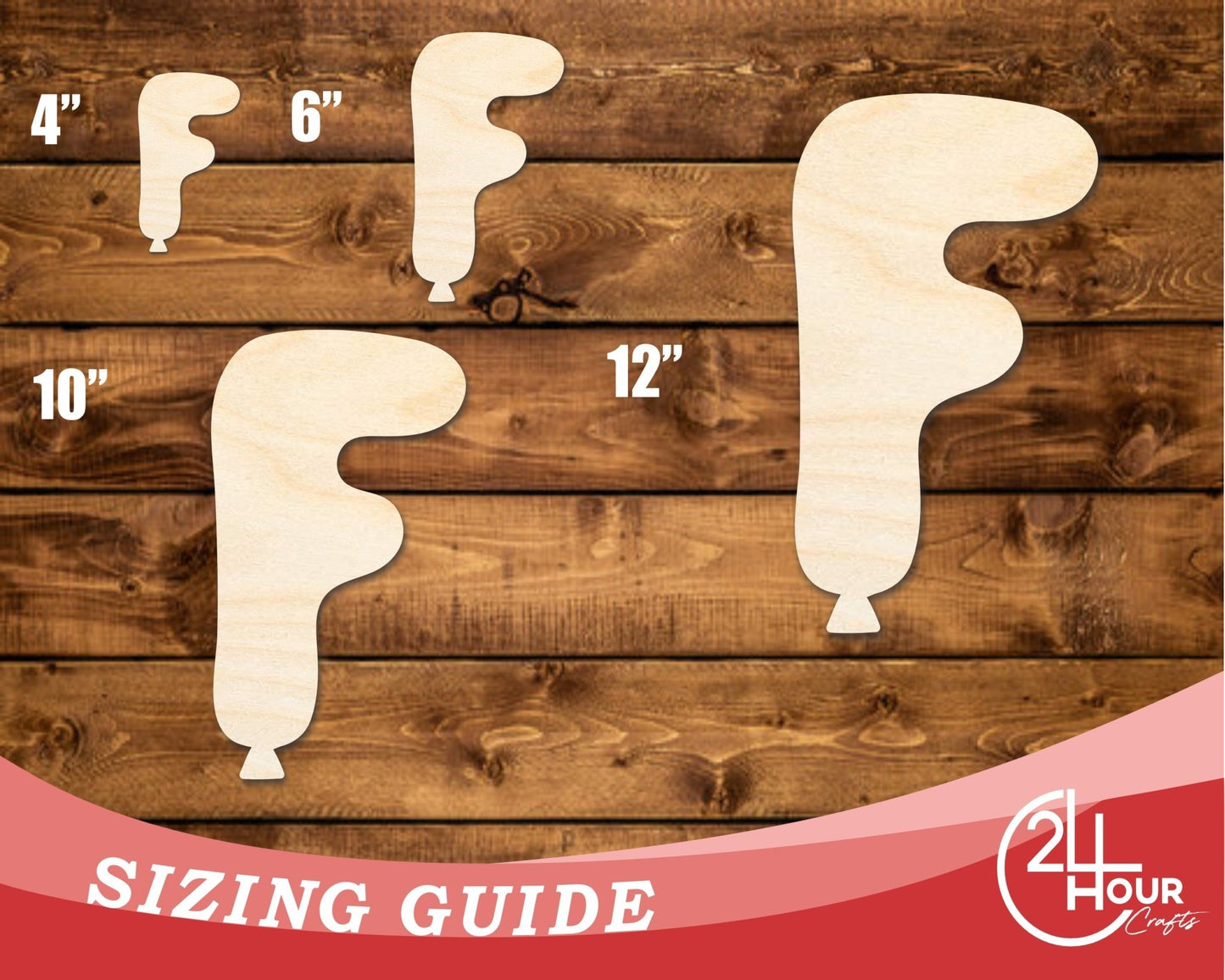Unfinished Wood Balloon Letter F Shape | DIY Craft Cutout | up to 46" DIY - NameSigns.com