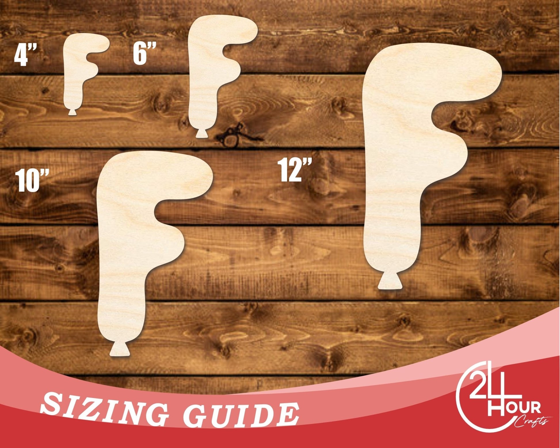 Unfinished Wood Balloon Letter F Shape | DIY Craft Cutout | up to 46" DIY - NameSigns.com