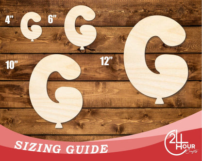Unfinished Wood Balloon Letter G Shape | DIY Craft Cutout | up to 46" DIY - NameSigns.com