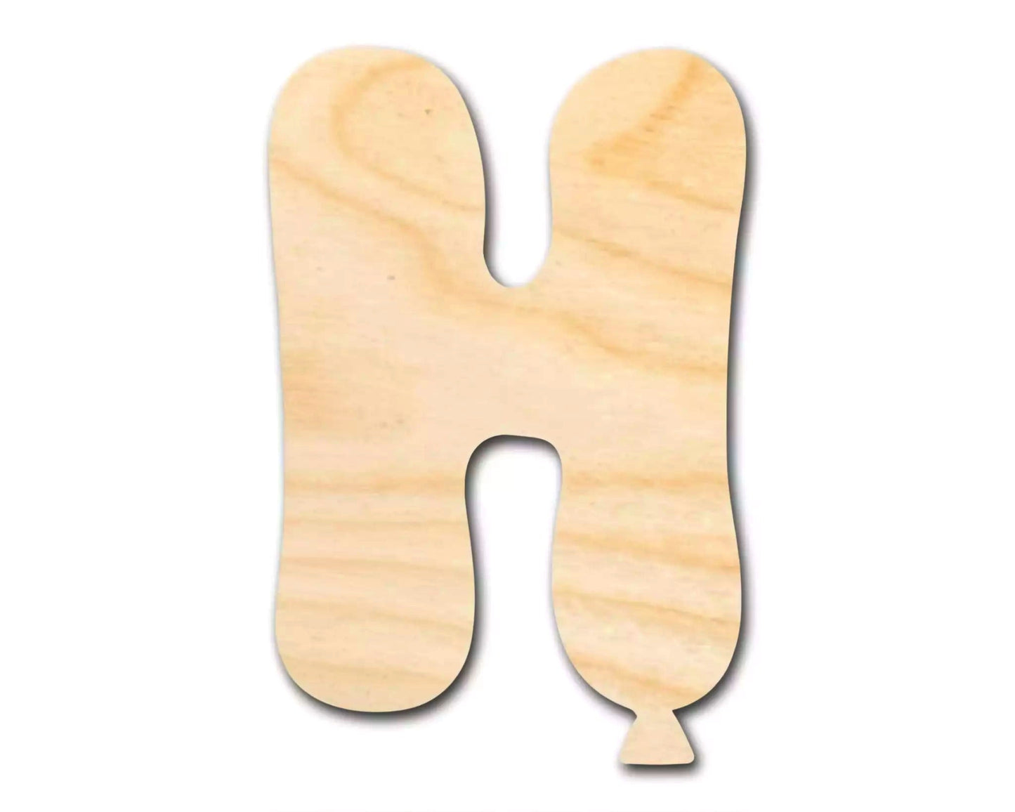Unfinished Wood Balloon Letter H Shape | DIY Craft Cutout | Wooden Cut Out Cutouts Blank DIY - NameSigns.com