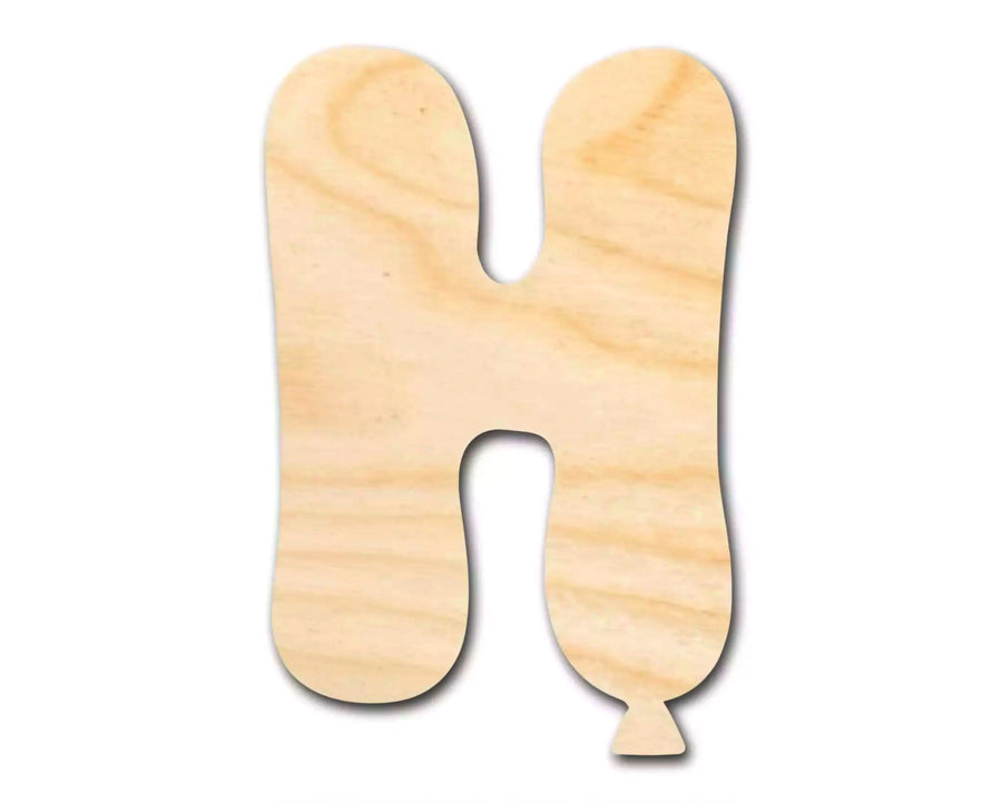 Unfinished Wood Balloon Letter H Shape | DIY Craft Cutout | Wooden Cut Out Cutouts Blank DIY - NameSigns.com