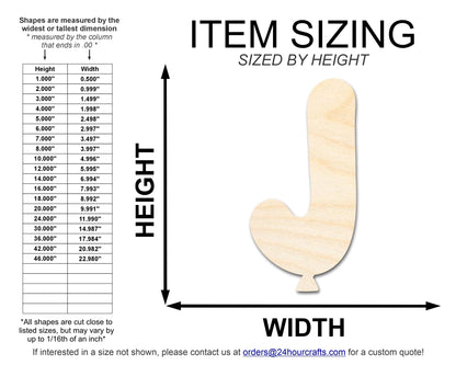 Unfinished Wood Balloon Letter J Shape | DIY Craft Cutout | up to 46" DIY - NameSigns.com