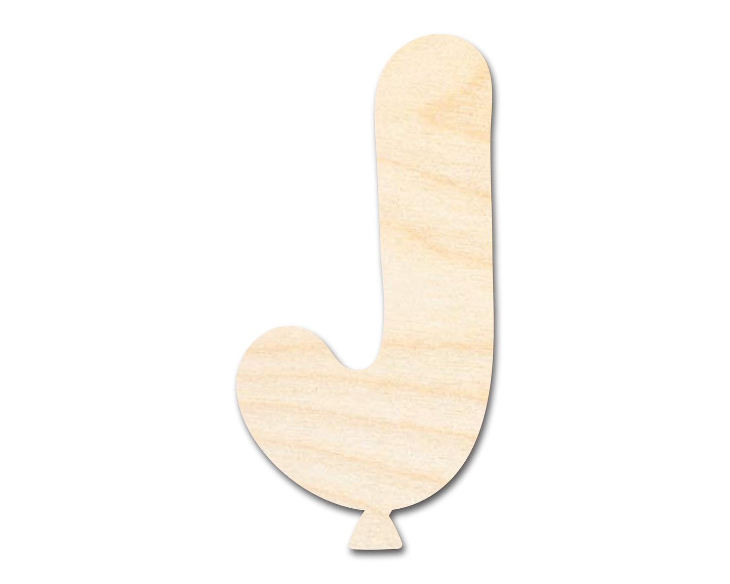 Unfinished Wood Balloon Letter J Shape | DIY Craft Cutout | up to 46" DIY - NameSigns.com