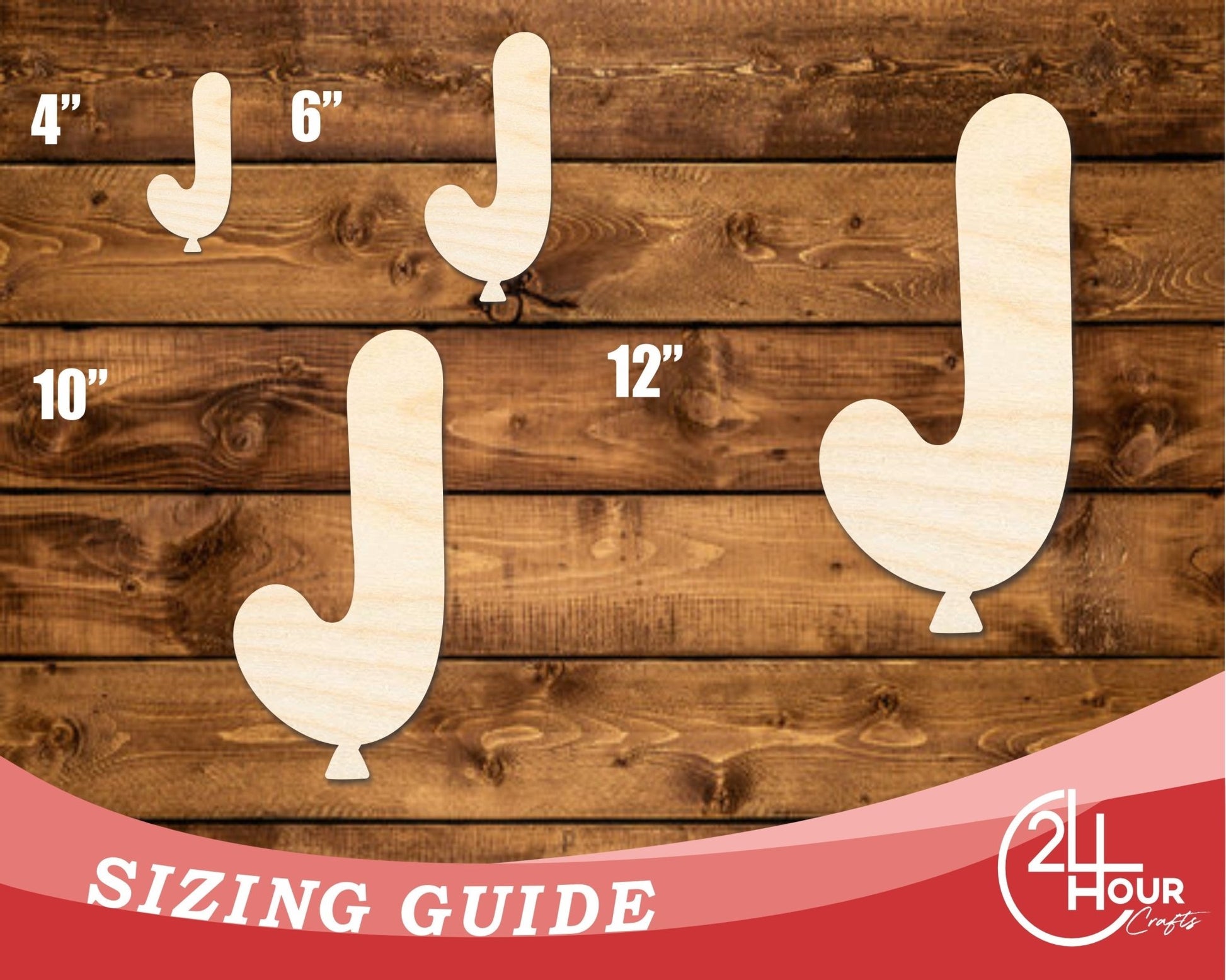 Unfinished Wood Balloon Letter J Shape | DIY Craft Cutout | up to 46" DIY - NameSigns.com