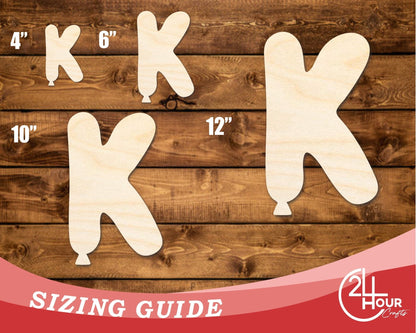 Unfinished Wood Balloon Letter K Shape | DIY Craft Cutout | up to 46" DIY - NameSigns.com