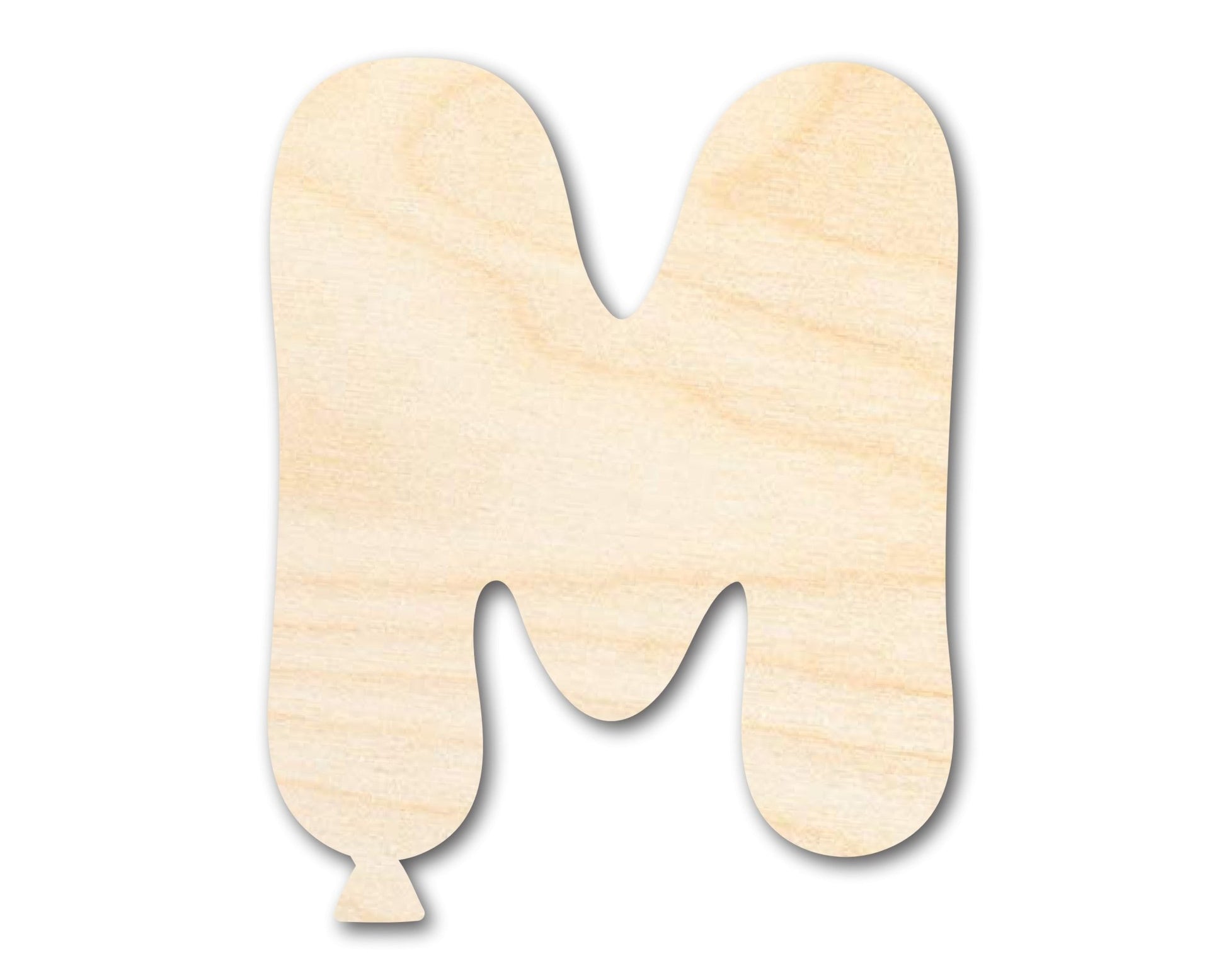 Unfinished Wood Balloon Letter M Shape | DIY Craft Cutout | up to 46" DIY - NameSigns.com