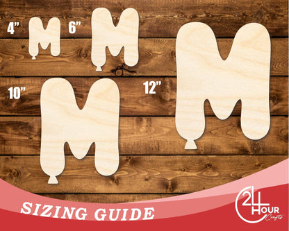 Unfinished Wood Balloon Letter M Shape | DIY Craft Cutout | up to 46" DIY - NameSigns.com