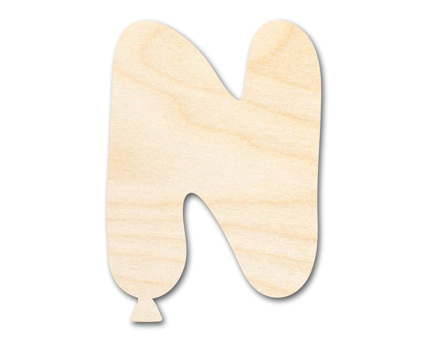 Unfinished Wood Balloon Letter N Shape | DIY Craft Cutout | up to 46" DIY - NameSigns.com