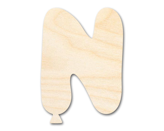Unfinished Wood Balloon Letter N Shape | DIY Craft Cutout | up to 46" DIY - NameSigns.com