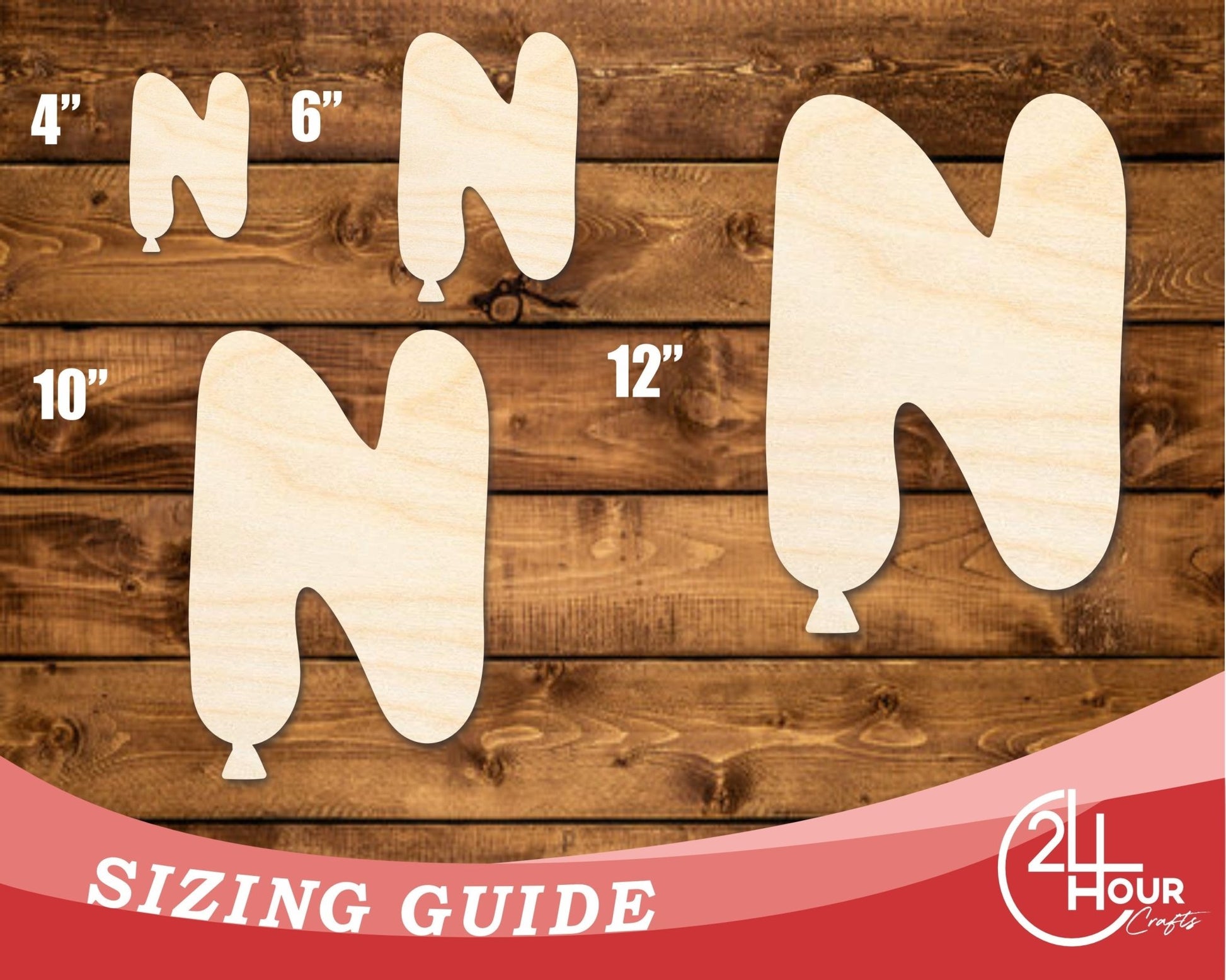 Unfinished Wood Balloon Letter N Shape | DIY Craft Cutout | up to 46" DIY - NameSigns.com
