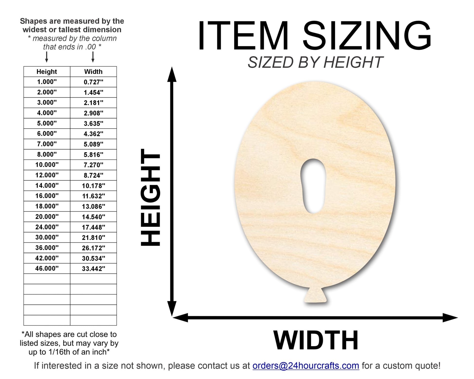 Unfinished Wood Balloon Letter O Shape | DIY Craft Cutout | up to 46" DIY - NameSigns.com