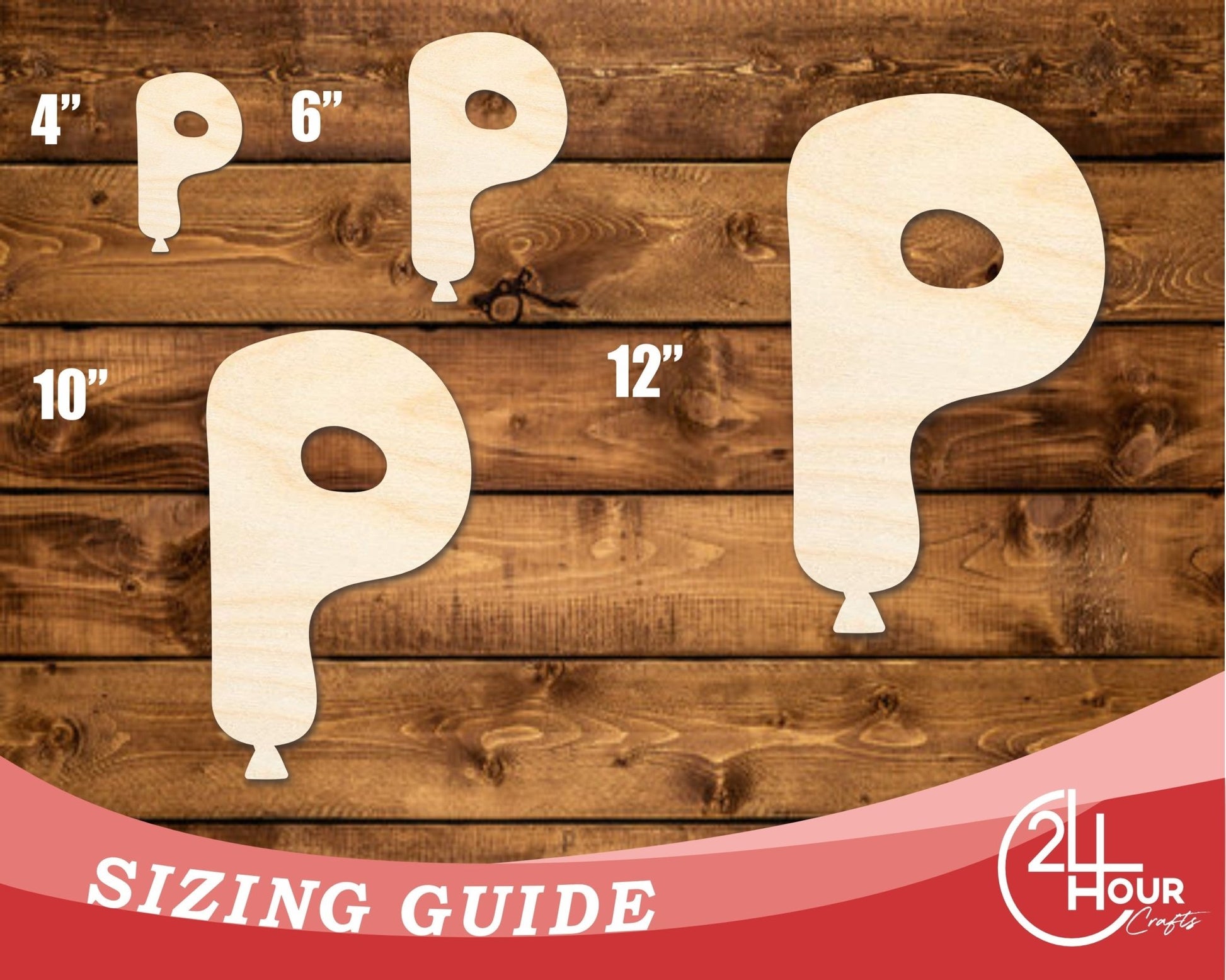 Unfinished Wood Balloon Letter P Shape | DIY Craft Cutout | up to 46" DIY - NameSigns.com